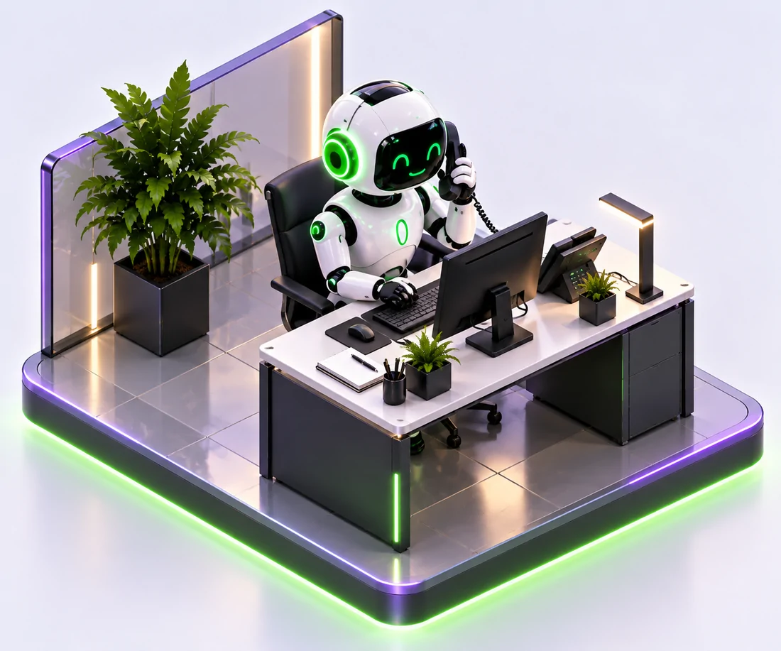 An Agility AI receptionist agent answering a call at a desk